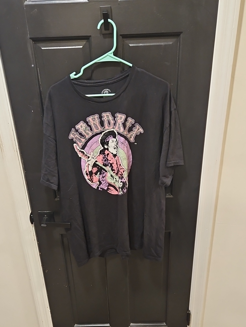 Mens Black Jimi Hendrix Graphic Short Sleeve Tee